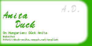 anita duck business card